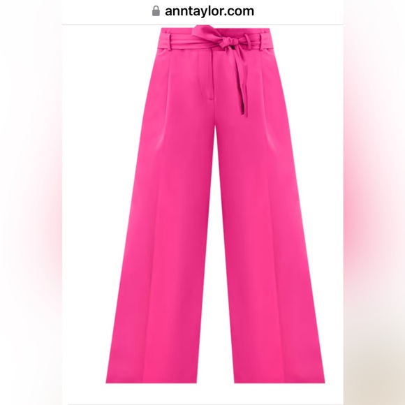 Ann Taylor bright pink wide ankle pant with tie belt women's 8p New with tags - Picture 3 of 5